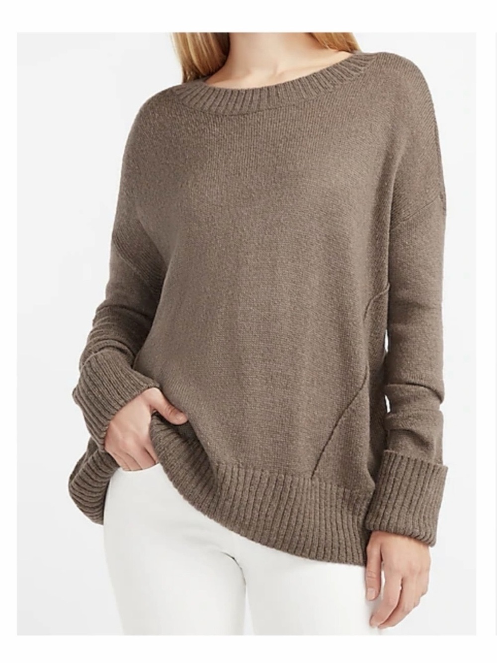 Express Women's Crewneck Sweater in Taupe/Brown, Small NWOT